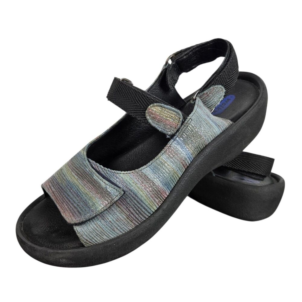Wolky Jewel Sandals 41 US 9.5 - 10 Multicolor Textured Suede Slingback Comfort